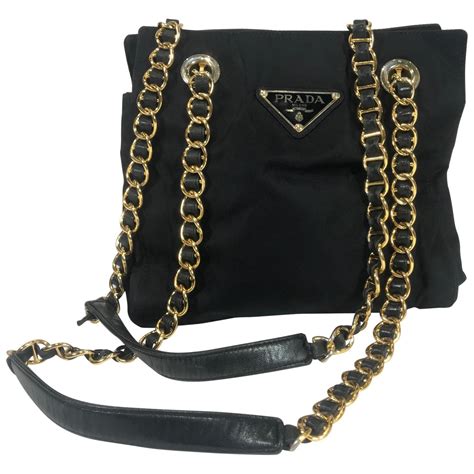 prada nylon pouch with gold logo|Prada tessuto nylon handbags.